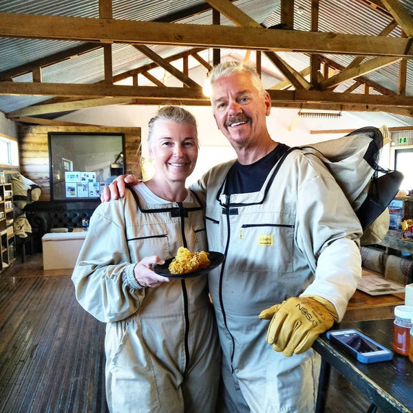 Honey producers in a Beekeeping suits