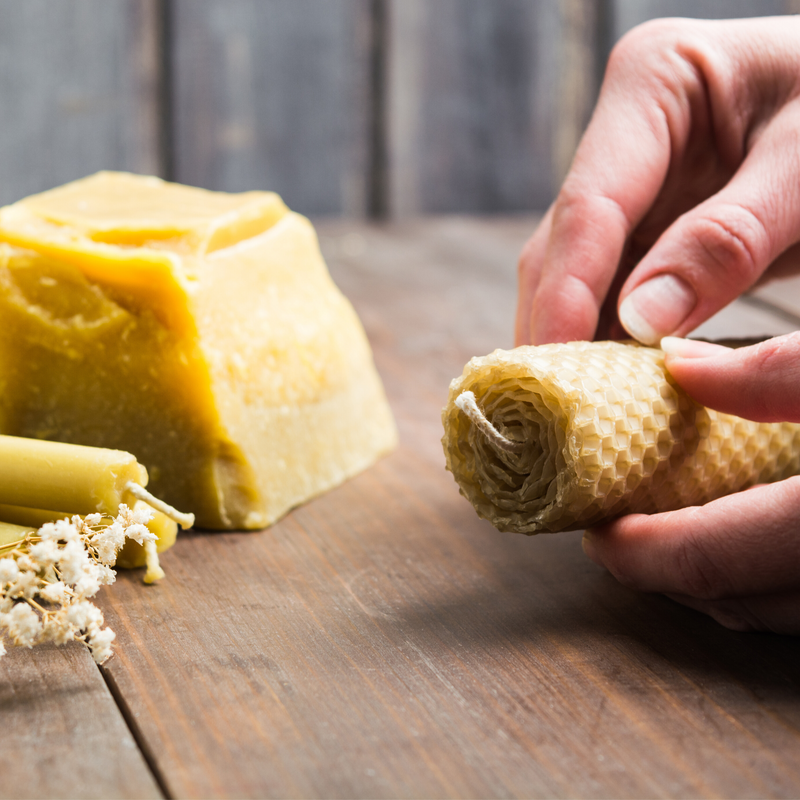 Rolled pure beeswax candles