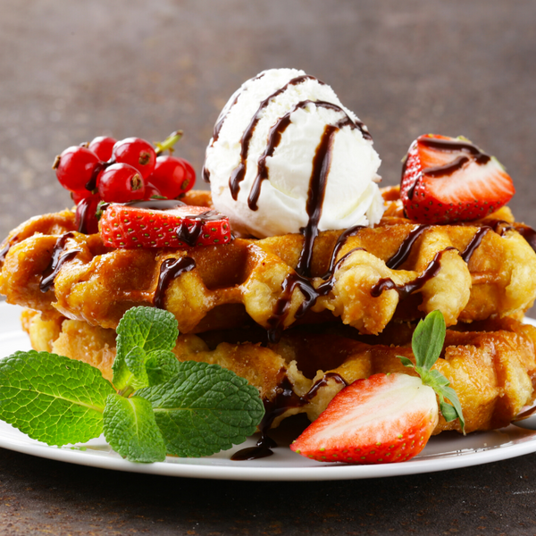 Honey-inspired waffles and ice cream